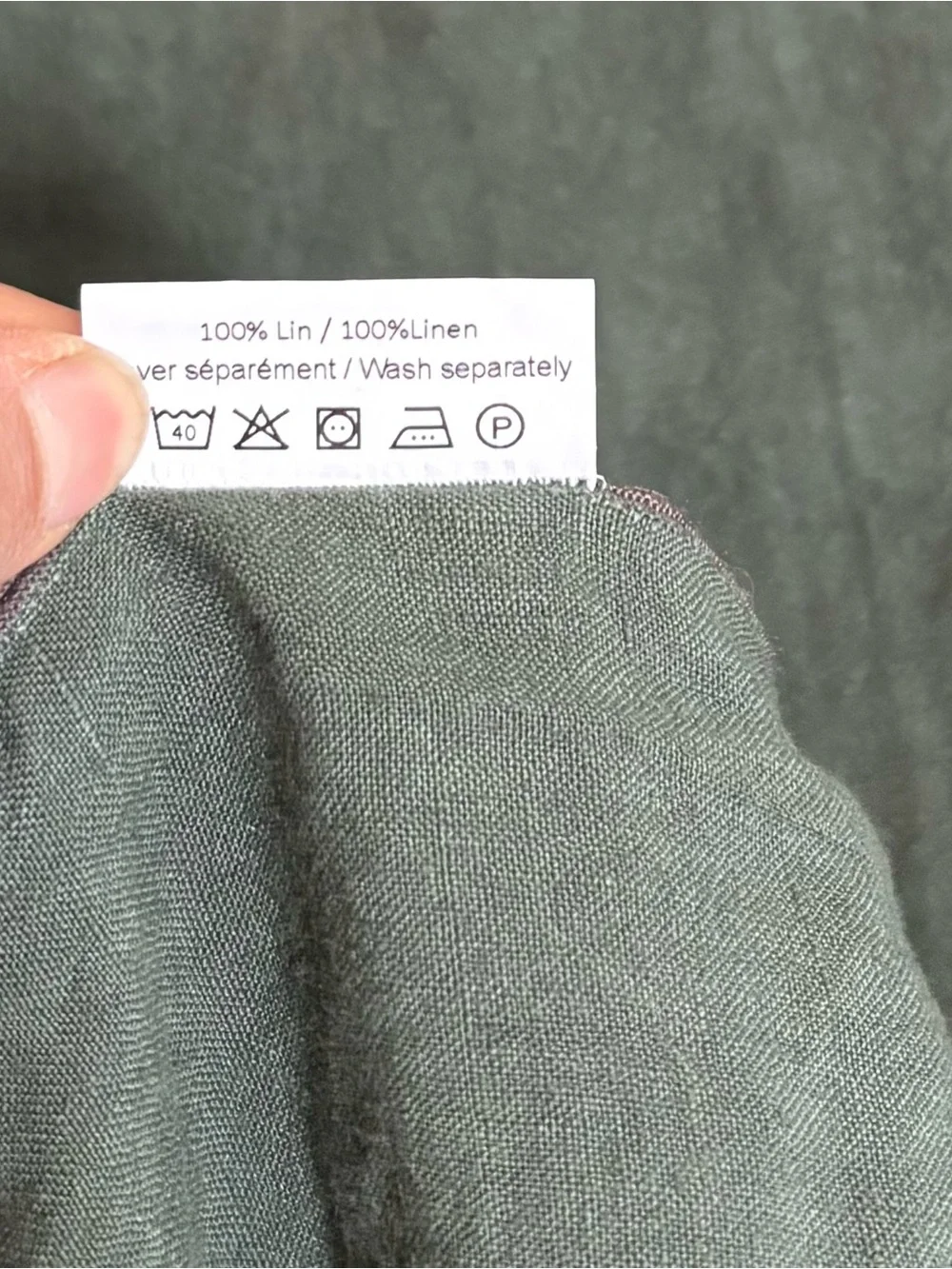 Caravane French Brand Selena Tablecloth washed 100% Linen Forest Green‎ 180x180